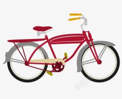 卡通红色环保自行车素材