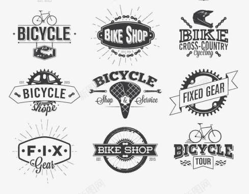时尚自行车商标图标图标
