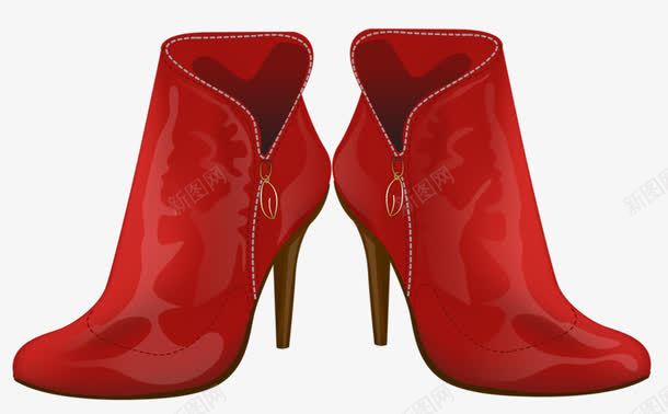 红色靴子png免抠素材_新图网 https://ixintu.com 手绘 红色 靴子 鞋子 高跟鞋