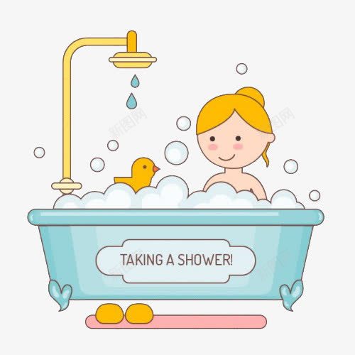 洗浴女孩png免抠素材_新图网 https://ixintu.com 卫生 小黄鸭 干净 水 清洁 鱼缸