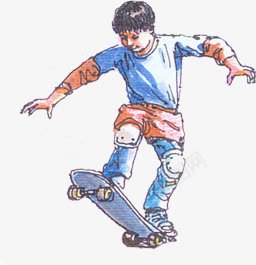 手绘风格创意绘画滑板的小男孩png免抠素材_新图网 https://ixintu.com 创意 滑板 男孩 绘画 风格