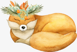 睡觉的小狐狸素材