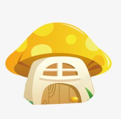 黄色卡通蘑菇屋装饰图案素材