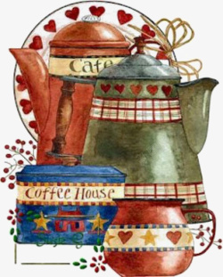 欧式水壶复古手绘茶壶高清图片