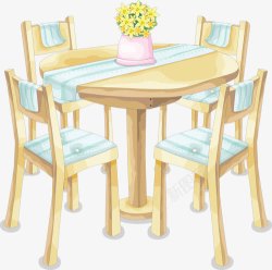 餐桌座椅卡通木制餐桌圆桌座椅高清图片
