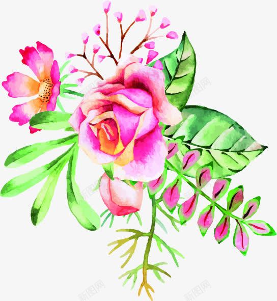 粉色水彩花朵植物手绘装饰png免抠素材_新图网 https://ixintu.com 植物 水彩 粉色 花朵 装饰