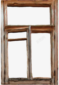 棕色手绘窗户素材