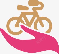 抽象粉色手掌自行车图案矢量图素材