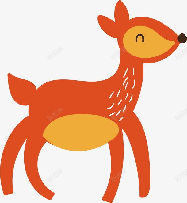 可爱小鹿png免抠素材_新图网 https://ixintu.com 动物 微笑 手绘 斑点 红色小鹿 耳朵