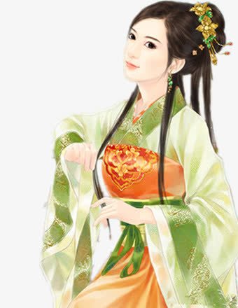 手绘古风绿衣长发女子png免抠素材_新图网 https://ixintu.com 古风 女子 手绘 绿衣 长发