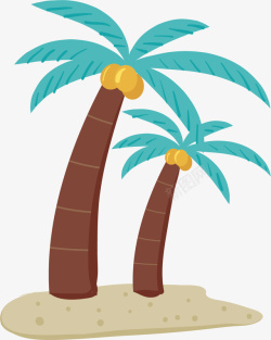 简单的椰子树图片手绘创意蓝色椰子树矢量图高清图片