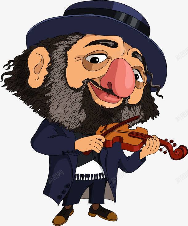 拉小提琴的卡通犹太人png免抠素材_新图网 https://ixintu.com 卡通人物 卡通犹太人 小提琴 犹太人 矢量人物