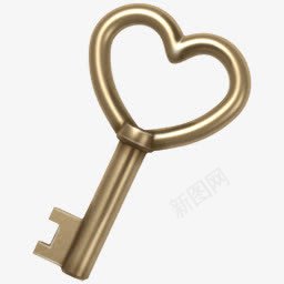 金色的心形钥匙图标png_新图网 https://ixintu.com 图标 心形 插画 金色 钥匙
