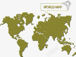 黄色波点世界地图矢量图素材