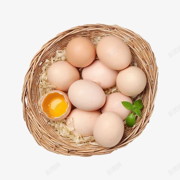 篮子里的鸡蛋png免抠素材_新图网 https://ixintu.com PNG 篮子 篮子里的鸡蛋 绿叶 鸡蛋