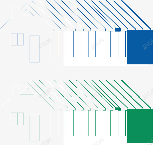 房屋矢量图eps免抠素材_新图网 https://ixintu.com 排序 矢量房屋 绿色 蓝色 矢量图