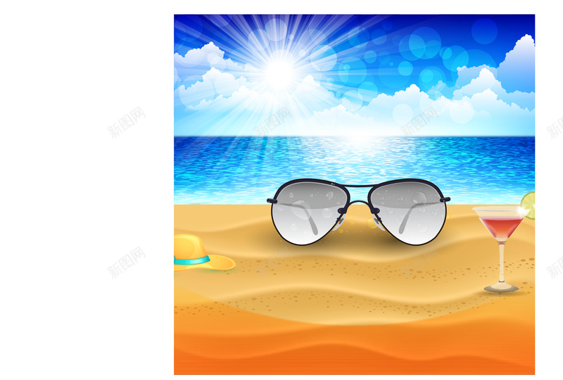 现代太阳眼镜海报背景矢量图ai设计背景_新图网 https://ixintu.com 太阳 沙滩 海报 海边 现代 眼镜 素材 背景 矢量图