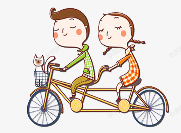 骑在自行车上的卡通人物png免抠素材_新图网 https://ixintu.com 人物 卡通 女孩 猫 男孩 自动车