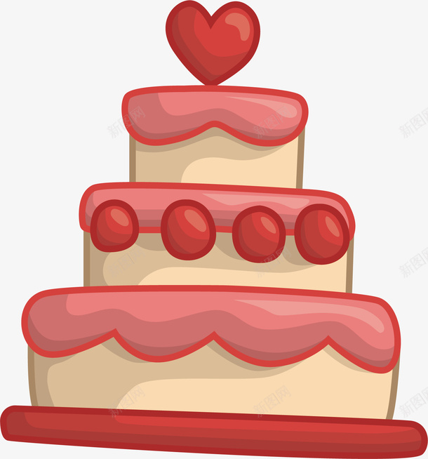 粉红色爱心蛋糕矢量图eps免抠素材_新图网 https://ixintu.com 三层蛋糕 婚礼蛋糕 爱心蛋糕 矢量素材 粉色蛋糕 矢量图