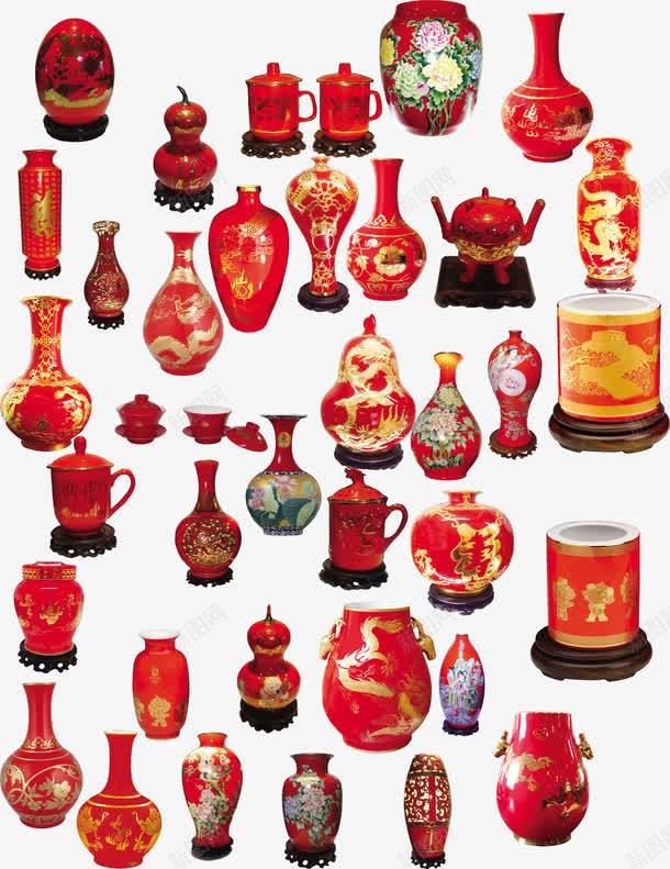 瓷器集合png免抠素材_新图网 https://ixintu.com 中国红 古董 瓷器 花瓶