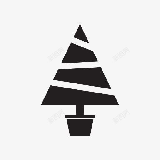 手绘卡通黑色圣诞树图标png_新图网 https://ixintu.com 卡通 图标 圣诞树 黑色