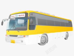 时尚的公交车卡通手绘黄色时尚公交车矢量图高清图片