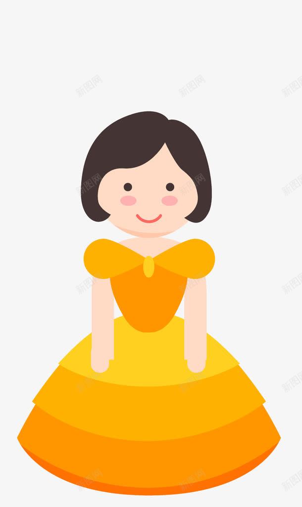 穿黄色裙子的女孩子png免抠素材_新图网 https://ixintu.com 卡通人物 卡通手绘 女孩子 装饰图 黄色服装 黄色裙子