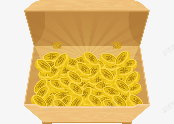 箱子里的金币矢量图eps免抠素材_新图网 https://ixintu.com 卡通金币 矢量金币 金币 黄色金币 矢量图