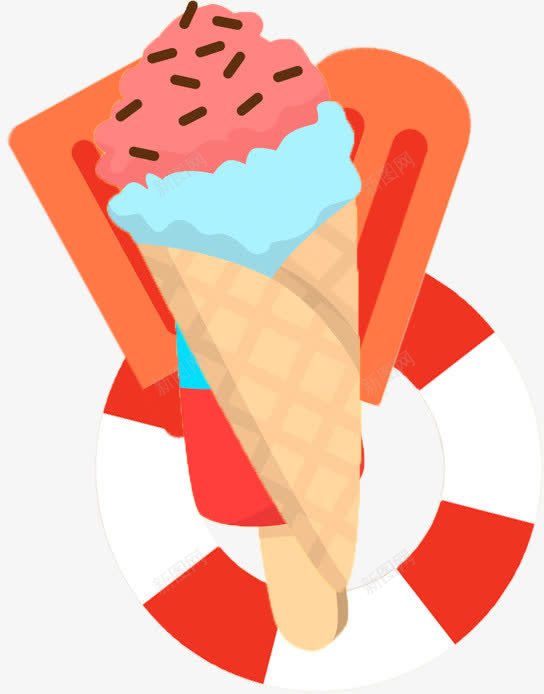 夏日手绘卡通冰淇淋png免抠素材_新图网 https://ixintu.com 冰淇淋 卡通 夏日