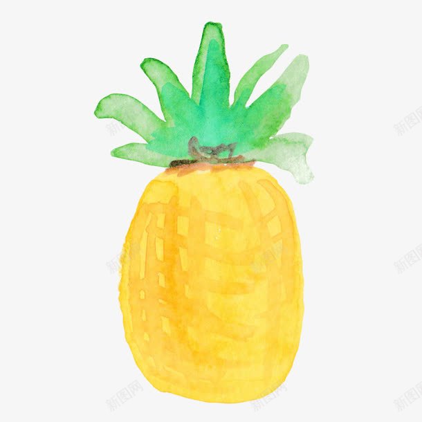 卡通菠萝png免抠素材_新图网 https://ixintu.com 水彩画 水果 菠萝 黄色
