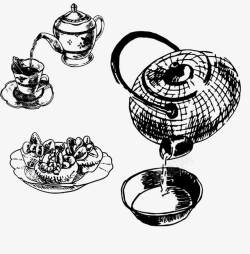 手绘茶壶素材
