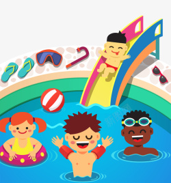 卡通运动游泳背景图素材
