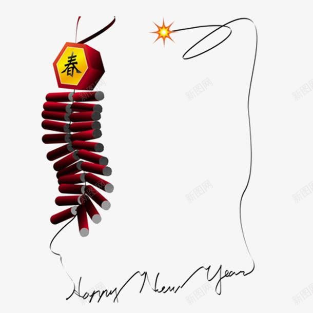 鞭炮边框png免抠素材_新图网 https://ixintu.com 新年 暗红色 炮竹