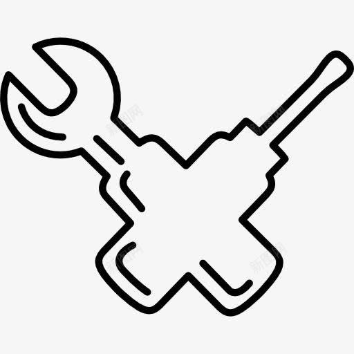 扳手和螺丝刀的轮廓图标png_新图网 https://ixintu.com 两 中风的图标 交叉 工具 工具和器具 扳手 概述 螺丝刀