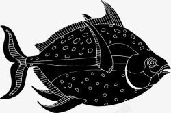 卡通手绘黑色的小鱼素材