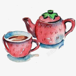 茶壶茶杯手绘画片素材
