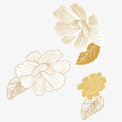 金色花朵手绘矢量图素材