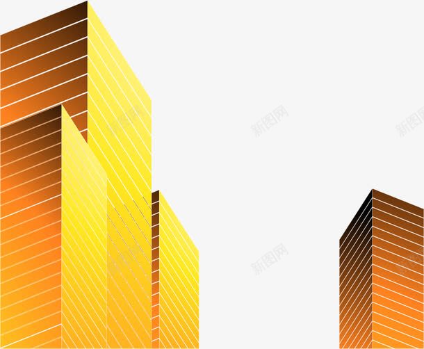 手绘金色大楼矢量图ai免抠素材_新图网 https://ixintu.com 商务 手绘 金色大楼 矢量图