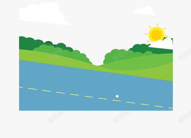 手绘高速路矢量图ai免抠素材_新图网 https://ixintu.com 手绘 树林 高速路 矢量图