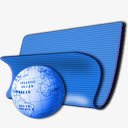 蓝色文件夹网页图标地球图标