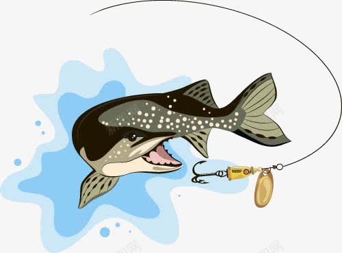 鱼和鱼钩png免抠素材_新图网 https://ixintu.com 卡通鱼 鱼形标志 鱼钩