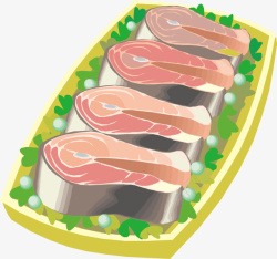 盘子里的鱼肉矢量图素材