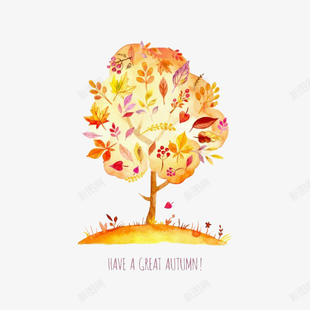 秋天里的一棵树png免抠素材_新图网 https://ixintu.com 树 秋天 黄色
