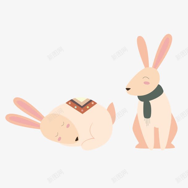 兔子睡觉png免抠素材_新图网 https://ixintu.com 卡通 围巾 微笑 装饰