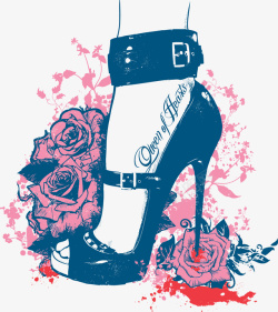 创意高跟鞋和玫瑰花矢量图素材
