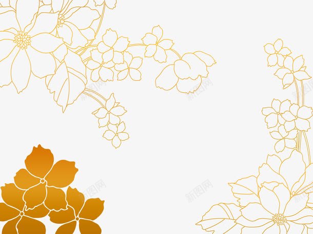 金色花朵底纹psd免抠素材_新图网 https://ixintu.com 底纹 背景 花朵 边框 金色