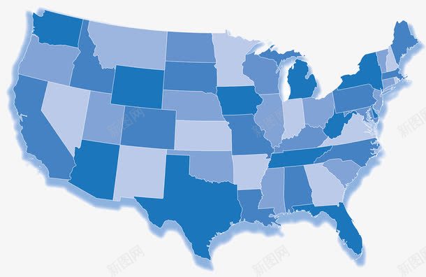 蓝色北美地图png免抠素材_新图网 https://ixintu.com 北美地图 地理学 州郡板块 蓝色