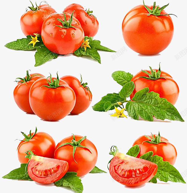 切开的西红柿png免抠素材_新图网 https://ixintu.com 叶子 番茄 红色 西红柿