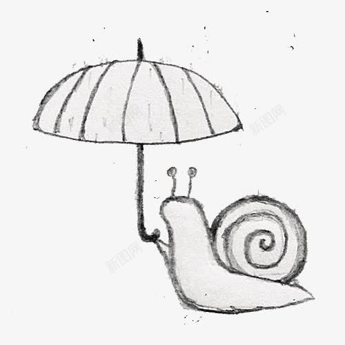 蜗牛png免抠素材_新图网 https://ixintu.com 伞 可爱 白色 简笔画 蜗牛