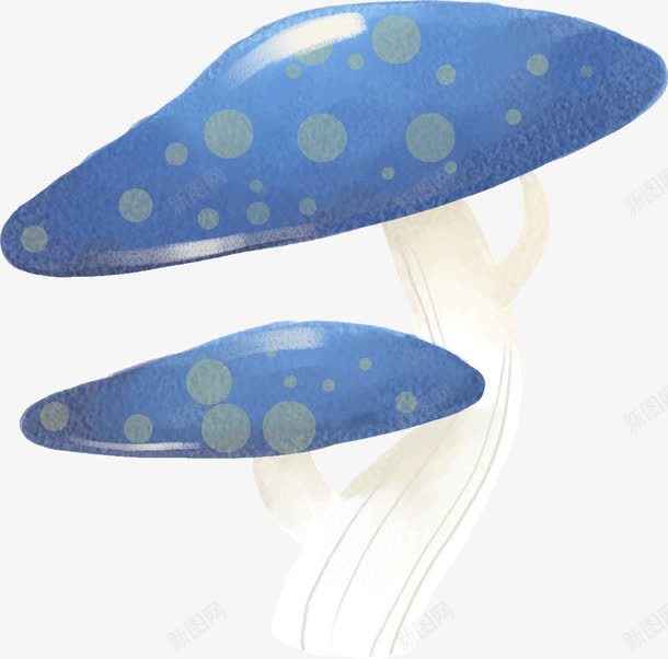 蓝色手绘插画艺术蘑菇png免抠素材_新图网 https://ixintu.com 插画 艺术 蓝色 蘑菇